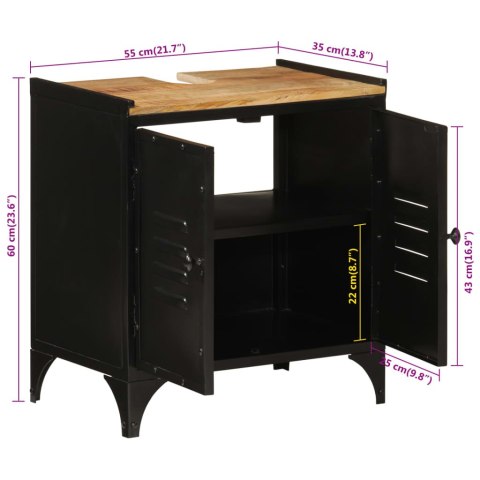 VidaXL Szafka pod umywalkę, 55x35x60 cm, żelazo i lite drewno mango