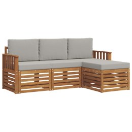 VidaXL Zestaw sof na zewnątrz z poduszką 4 pcs Naturalny i Jasny Szary