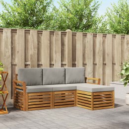 VidaXL Zestaw sof na zewnątrz z poduszką 4 pcs Naturalny i Jasny Szary