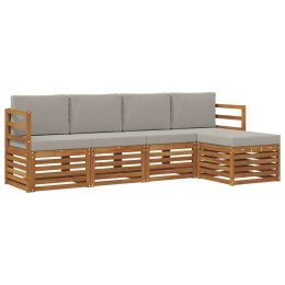VidaXL Zestawy sof 5 pcs Naturalny i Jasny Szary Lite Drewno Akacji