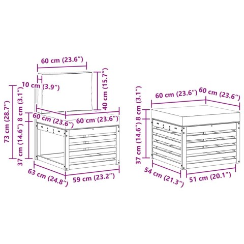 VidaXL Zestawy sof 5 pcs Naturalny i Jasny Szary Lite Drewno Akacji