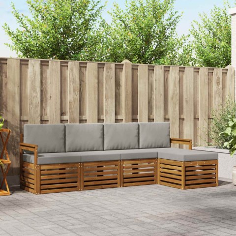 VidaXL Zestawy sof 5 pcs Naturalny i Jasny Szary Lite Drewno Akacji