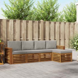 VidaXL Zestawy sof 5 pcs Naturalny i Jasny Szary Lite Drewno Akacji