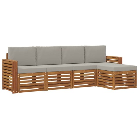 VidaXL Zestawy sof 5 pcs Naturalny i Jasny Szary Lite Drewno Akacji