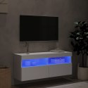 VidaXL Ścienna szafka TV z LED, biała, 100x30x40 cm