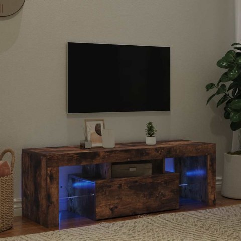 VidaXL Szafka pod TV z oświetleniem LED, przydymiony dąb, 120x35x40 cm