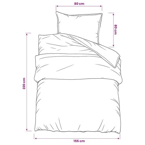 ZESTAW POŚCIELI SZARY 155X220CM BAWEŁNA