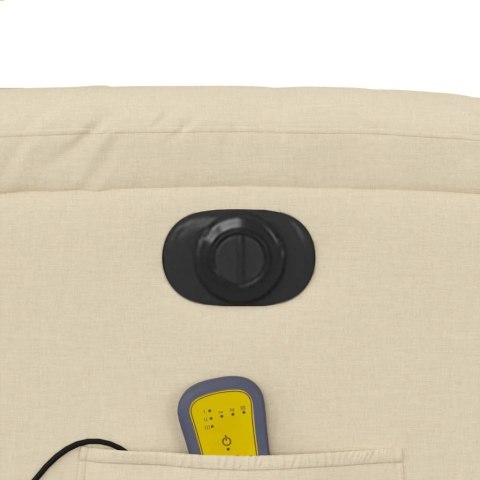 VidaXL Rozkładany fotel masujący, elektryczny, kremowy, tkanina