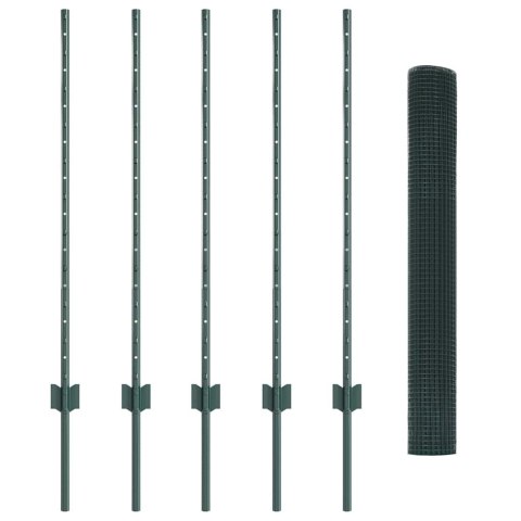 VidaXL Ogrodzenie z słupkiem zielony