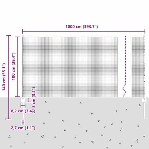 VidaXL Ogrodzenie z słupkiem zielony