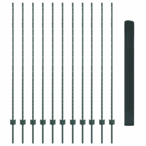 VidaXL Ogrodzenie z słupkiem zielony