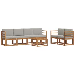 VidaXL Zestaw sof na zewnątrz z poduszką 7 pcs Naturalny i Jasny Szary