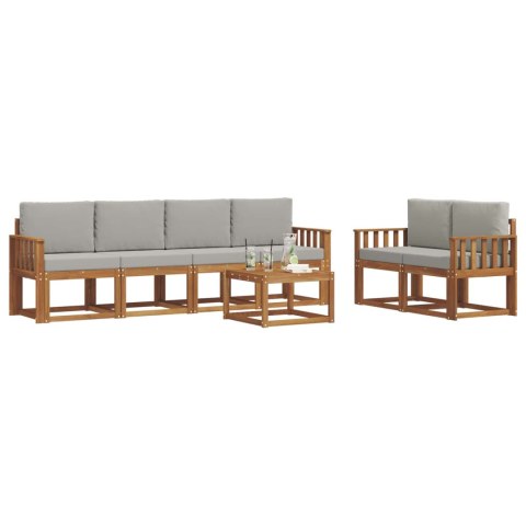 VidaXL Zestaw sof na zewnątrz z poduszką 7 pcs Naturalny i Jasny Szary