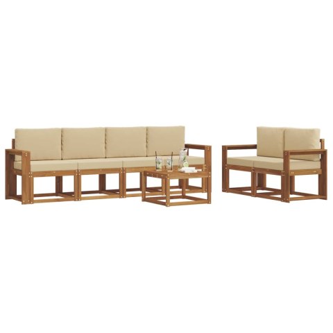 VidaXL Zestaw sof na zewnątrz z poduszką 7 pcs Naturalny i Beżowy