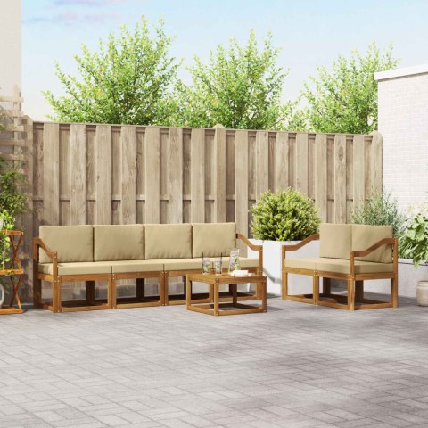 VidaXL Zestaw sof na zewnątrz z poduszką 7 pcs Naturalny i Beżowy