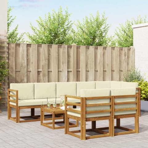 VidaXL Zestaw sof na zewnątrz z poduszką 9 pcs Naturalny i Kremowy