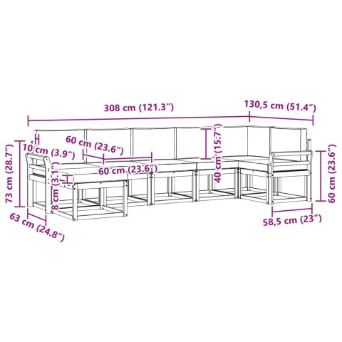 VidaXL Zestaw sof na zewnątrz z poduszką 7 pcs Naturalny i Antracytowy