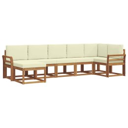 VidaXL Zestaw sof na zewnątrz z poduszką 7 pcs Naturalny i Kremowy