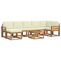 VidaXL Zestaw sof na zewnątrz z poduszką 8 pcs Naturalny i Kremowy