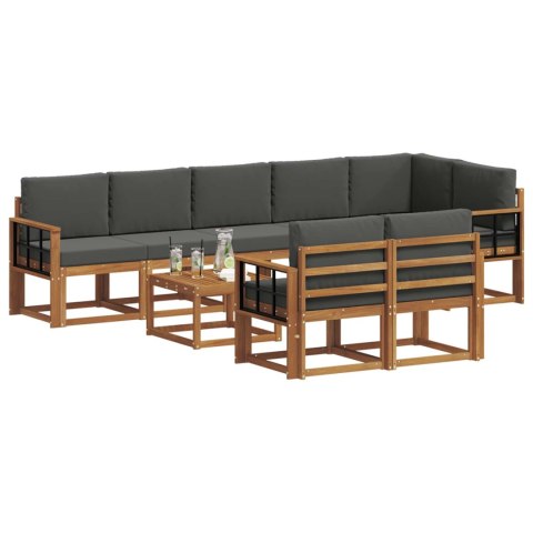 VidaXL Zestaw sof na zewnątrz z poduszką 9 pcs Naturalny i Antracytowy
