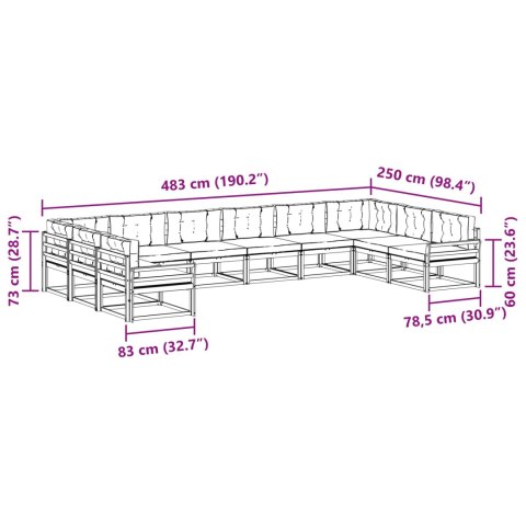 VidaXL Zestaw sof na zewnątrz 10 pcs Naturalny i Antracytowy