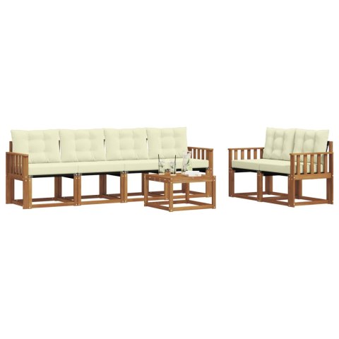 VidaXL Zestaw sof na zewnątrz z poduszką 7 pcs Naturalny i Kremowy