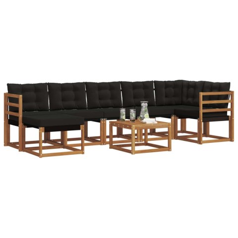 VidaXL Zestaw sof na zewnątrz z poduszką 8 pcs Naturalny i czarny