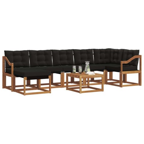 VidaXL Zestaw sof na zewnątrz z poduszką 8 pcs Naturalny i czarny