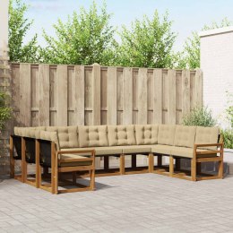 VidaXL Zestaw sof na zewnątrz z poduszką 9 pcs Naturalny i Beżowy