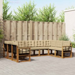 VidaXL Zestaw sof na zewnątrz z poduszką 9 pcs Naturalny i Beżowy