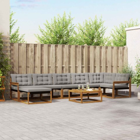 VidaXL Zestaw sof na zewnątrz z poduszką 8 pcs Naturalny i Jasny Szary