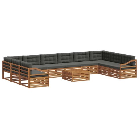 VidaXL Zestawy sof 11 pcs Naturalny i Antracytowy Lite Drewno Akacji