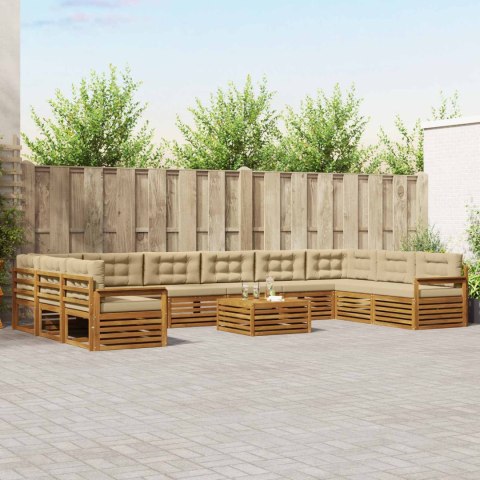VidaXL Zestawy sof 11 pcs Naturalny i Beżowy Lite Drewno Akacji