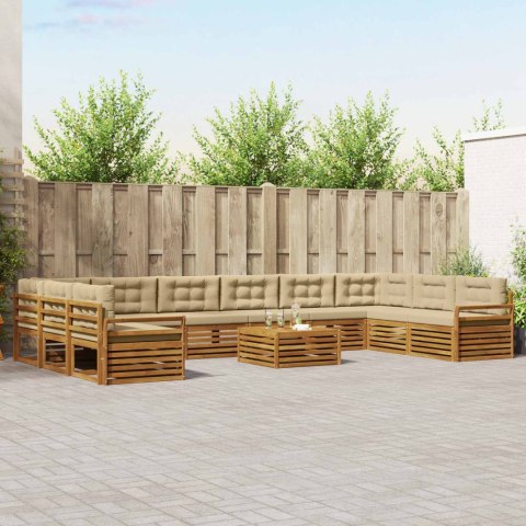 VidaXL Zestawy sof 11 pcs Naturalny i Beżowy Lite Drewno Akacji