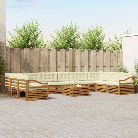 VidaXL Zestawy sof 11 pcs Naturalny i Kremowy Lite Drewno Akacji