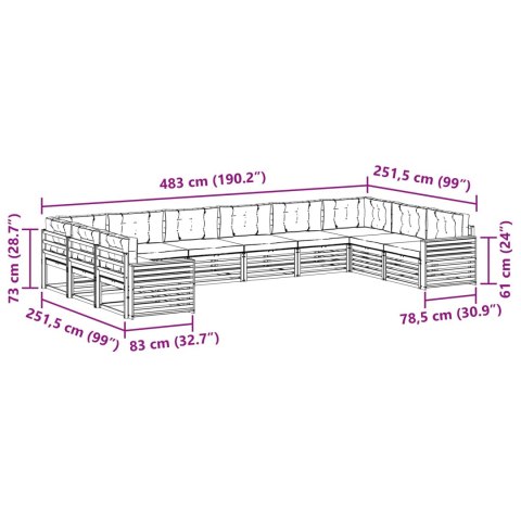 VidaXL Zestawy sof 7 pcs Naturalny i Beżowy Lite Drewno Akacji