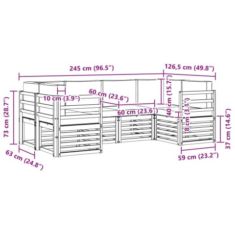 VidaXL Zestaw sof na zewnątrz 6 pcs Naturalny Lite Drewno Akacji