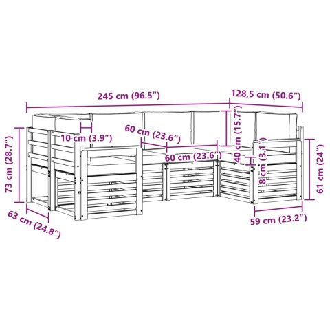 VidaXL Zestaw sof na zewnątrz 6 pcs Naturalny Lite Drewno Akacji