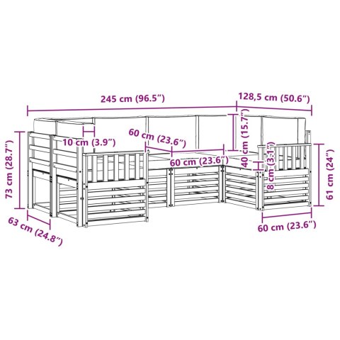 VidaXL Zestaw sof na zewnątrz 6 pcs Naturalny Lite Drewno Akacji