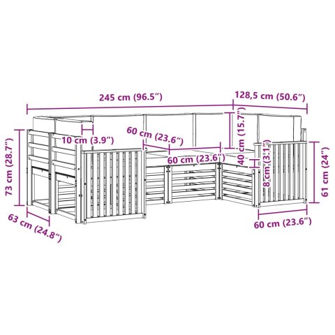 VidaXL Zestaw sof na zewnątrz 6 pcs Naturalny Lite Drewno Akacji