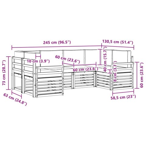 VidaXL Zestaw sof na zewnątrz 6 pcs Naturalny Lite Drewno Akacji