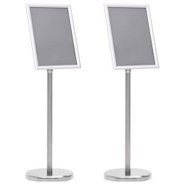 STOJAKI NA PLAKATY 2 SZT. SREBRNY 32.7X24X108CM ALUMINIUM