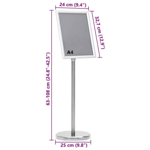 STOJAKI NA PLAKATY 2 SZT. SREBRNY 32.7X24X108CM ALUMINIUM