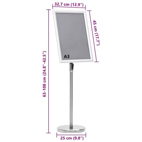 VidaXL Stojaki na plakaty 2 pcs Srebrny 45 x 32,7 x 108 cm Aluminium