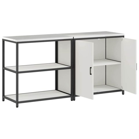 VidaXL Zestaw do przechowywania w kuchni 2 pcs Biały Stal zimnogięta