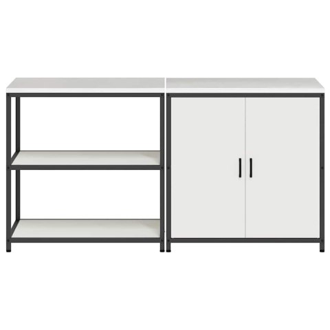 VidaXL Zestaw do przechowywania w kuchni 2 pcs Biały Stal zimnogięta