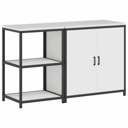 VidaXL Zestaw do przechowywania w kuchni 2 pcs Biały Stal zimnogięta