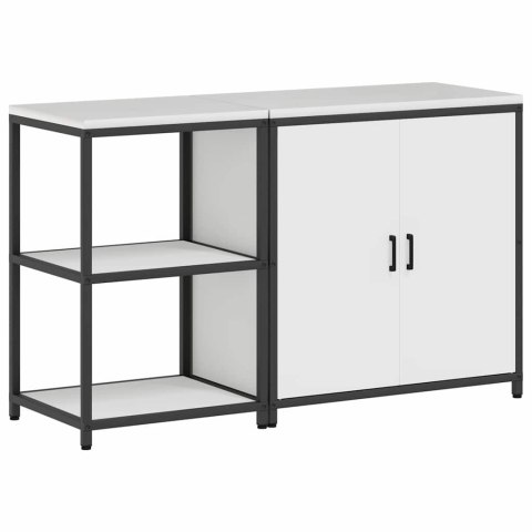 VidaXL Zestaw do przechowywania w kuchni 2 pcs Biały Stal zimnogięta