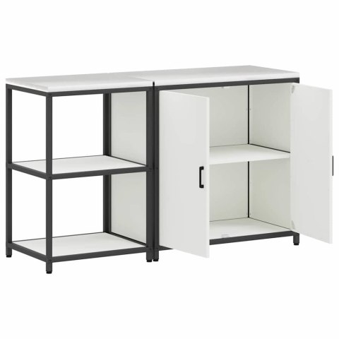 VidaXL Zestaw do przechowywania w kuchni 2 pcs Biały Stal zimnogięta
