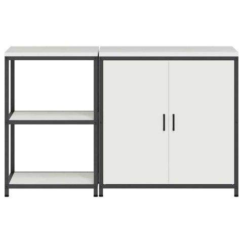 VidaXL Zestaw do przechowywania w kuchni 2 pcs Biały Stal zimnogięta